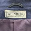 Etiquette du manteau long vintage bleu marine pour femme, taille S à M.
