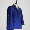 Veste blazer vintage bleu marine pour femme, taille S à M, vue de côté.