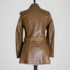 Veste vintage en cuir marron pour femme, taille XS à S, vue de dos.