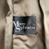 Veste-cuir-marron-vintage-femme-etiquette Etiquette de la veste vintage en cuir marron pour femme, taille XS à S.