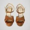 Sandales en cuir marron camel, Paul & Joe Sister, pour femme, taille 37, vue de face.