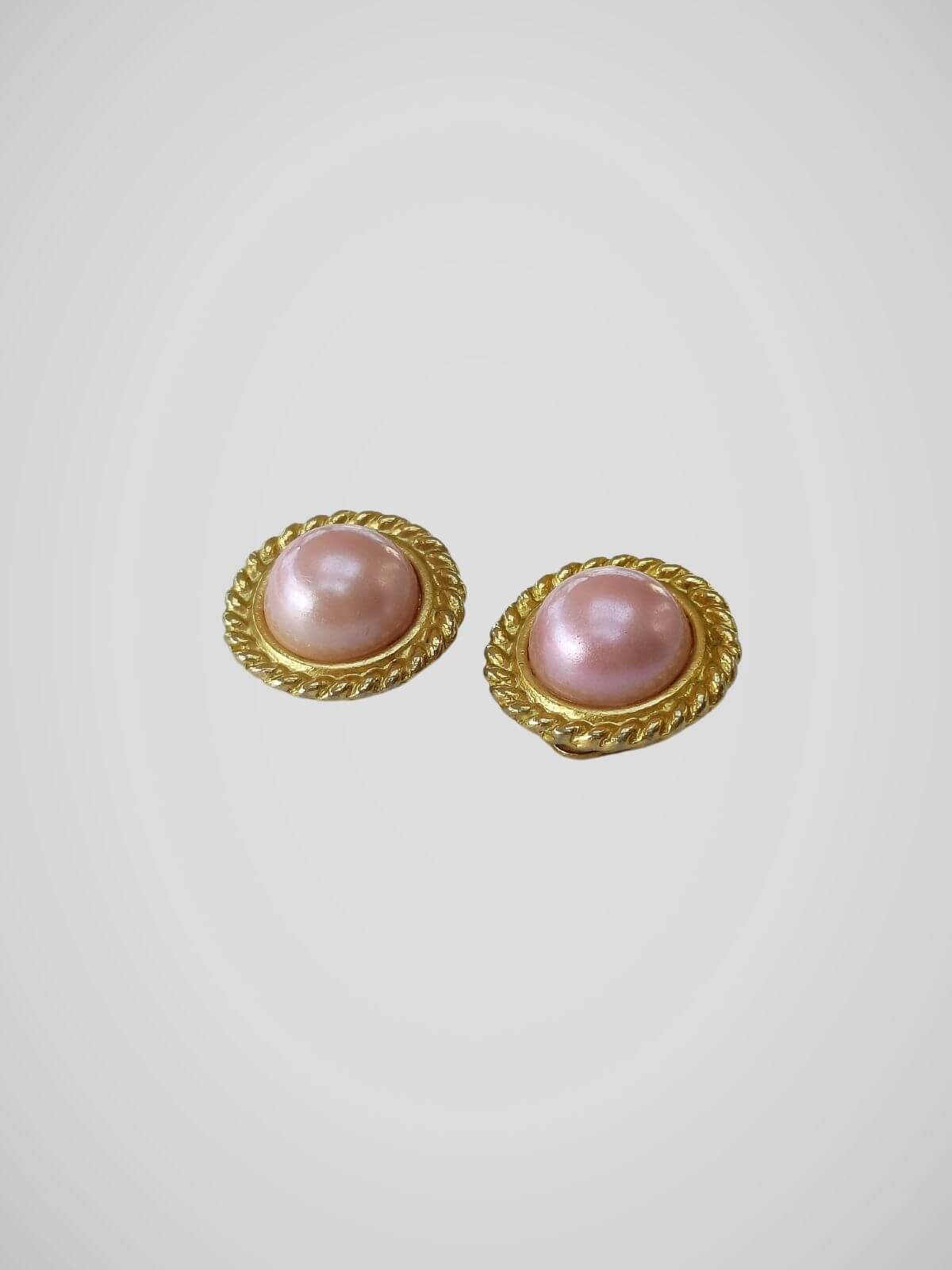 Boucles D'oreilles Pendantes Vintage Dorées - Pendentif Baroque Rose à Facettes - Clips