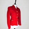 Veste tailleur blazer rouge vintage années 80 pour femme, griffée Vertigo, taille S à M, vue de côté.