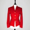 Veste tailleur blazer rouge vintage années 80 pour femme, griffée Vertigo, taille S à M, vue de face.