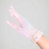 Gants vintage années 50 rose pastel à rayures pour femme, vue de côté.