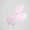 Gants vintage années 50 rose pastel à rayures pour femme, vue de face.