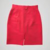 Jupe tailleur rouge vintage des années 80 pour femme, taille XS à S, vue de dos.