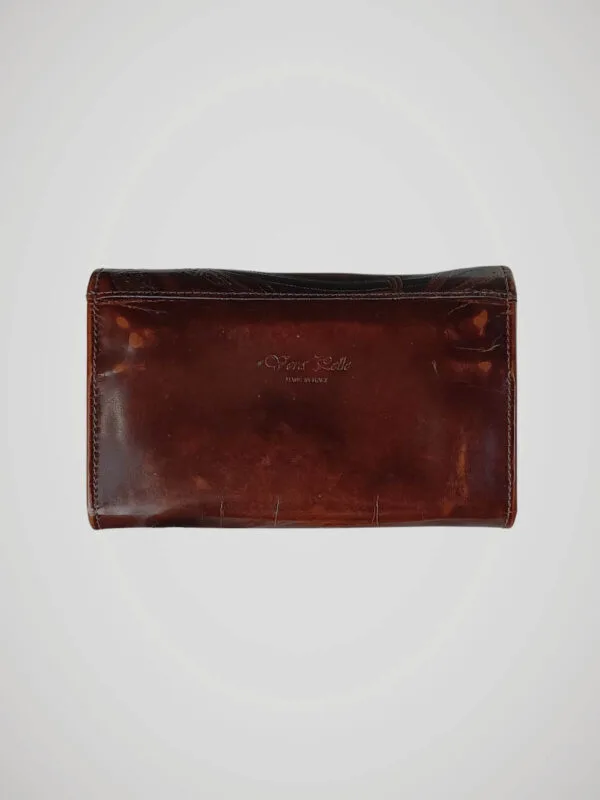 Porte monnaie en cuir marron Vera Pelle, made in Italy, vue de dos.