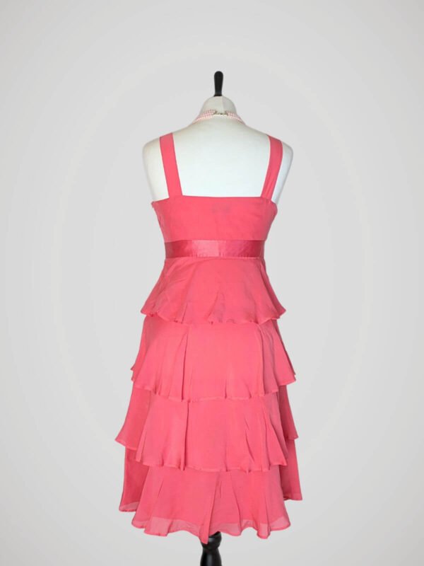 Robe rose à volants en soie, marque 1,2,3 Paris, pour femme, taille S à M, vue de dos.