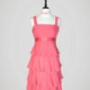 Robe rose à volants en soie, marque 1,2,3 Paris, pour femme, taille S à M, vue de face.