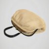 Sac à mains en raphia crème vintage des années 50, vue de côté.