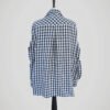 Chemise vichy bleu foncé et blanc, manches longues, griffée Maje, pour femme, taille S à M, vue de dos.