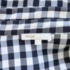 Etiquette de chemise vichy bleu foncé et blanc, manches longues, griffée Maje, pour femme, taille S à M.