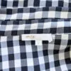Etiquette de chemise vichy bleu foncé et blanc, manches longues, griffée Maje, pour femme, taille S à M.