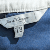 Etiquette de la robe bleue et blanche ajourée, marque Jus d'Orange, modèle SORBET, pour femme, taille M à L.
