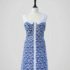 Robe bleue et blanche ajourée, marque Jus d'Orange, modèle SORBET, pour femme, taille M à L, vue de face.