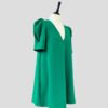 robe-trapeze-verte-femme-cote Robe trapèze verte pour femme, taille S à M, vue de côté.