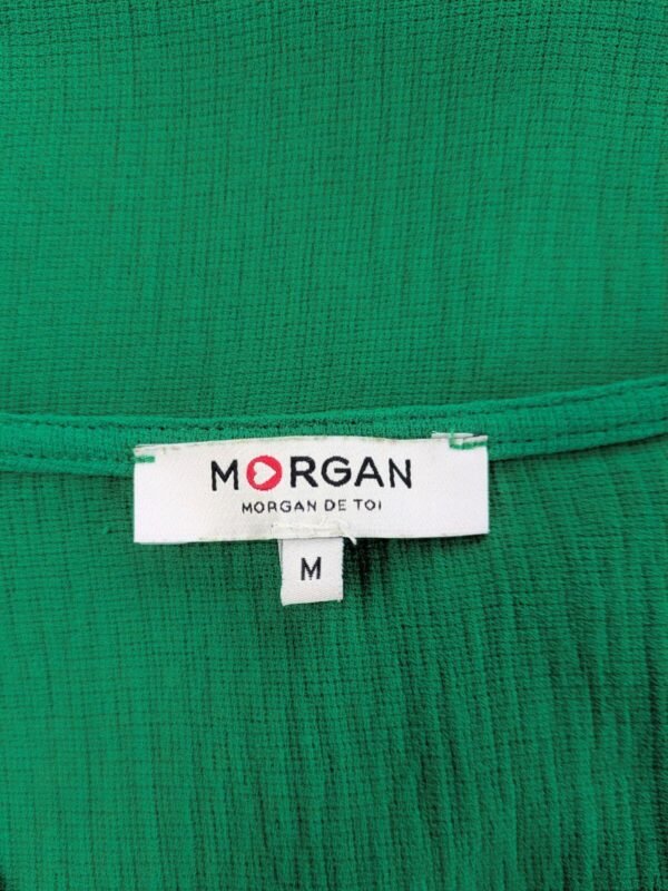 Etiquette du top vert forêt de la marque Morgan, pour femme, taille M.